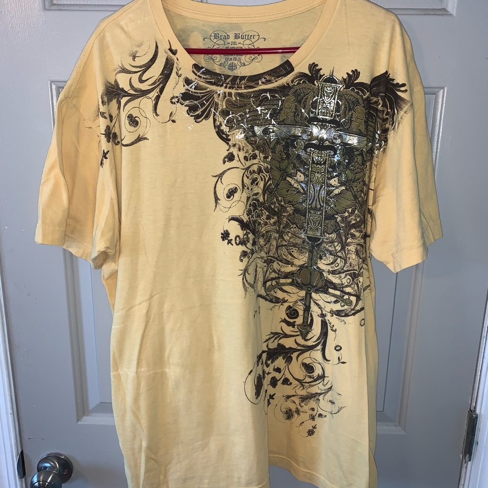 Brad Butter Affliction Yellow Graphic T-Shirt